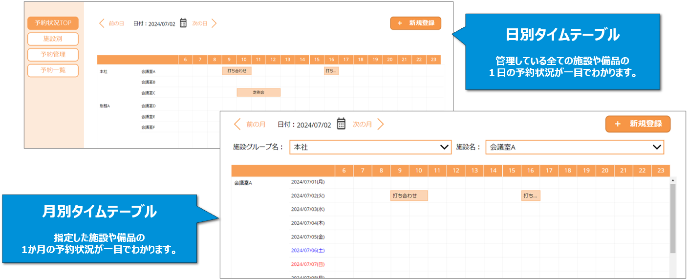 予約状況をわかりやすく表示